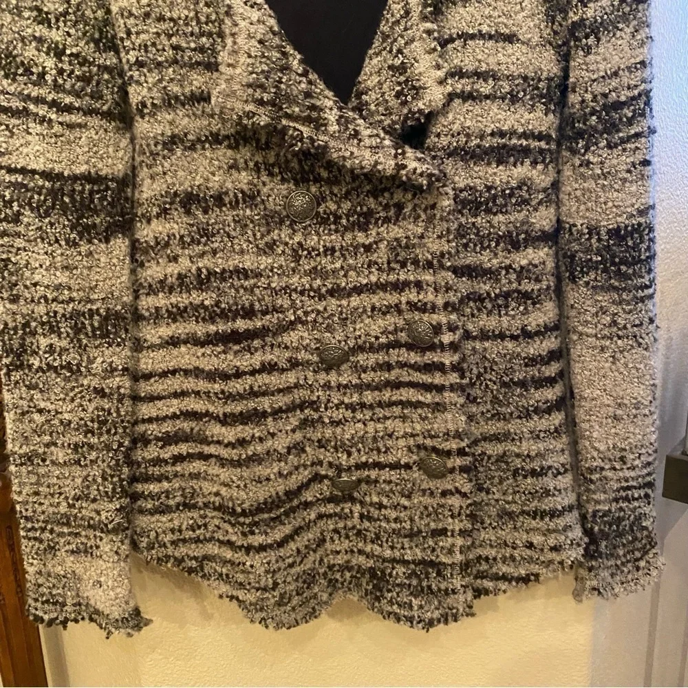FREE PEOPLE Women Zebra Yarn Double Breasted Wool Blend Cardigan Size Small